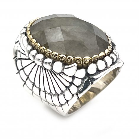 BAGUE ARGENT JALAN JALAN LABRADORITE FACETTEE J807